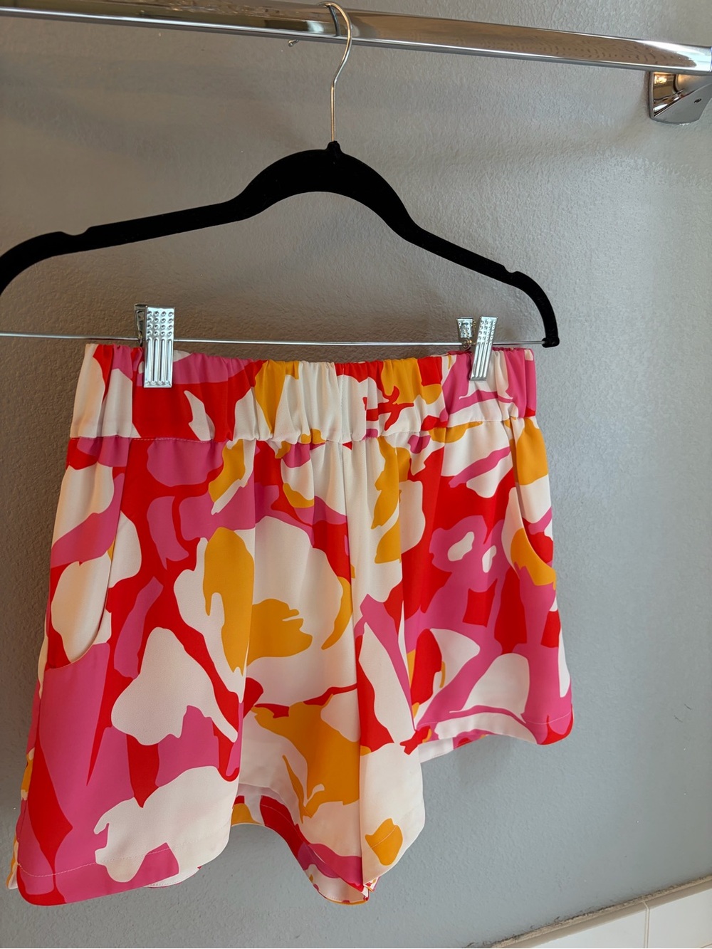 Crosby by Molllie Burch Floral Print Mini Shorts- Pink, Red & Yellow